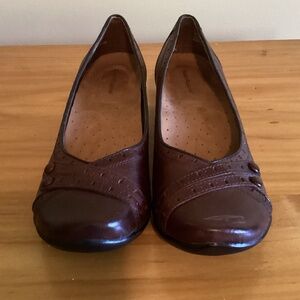 Brown leather flats